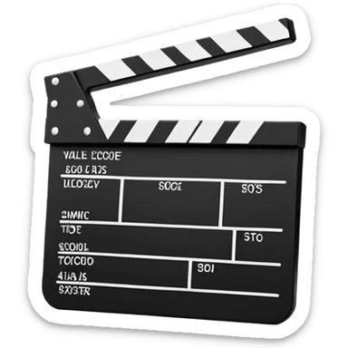 absolute minimal film clapperboard, just basic rectangular shape with one diagonal line, no details, clean silhouette only sticker