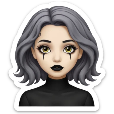  Beige olive skin  grey wavy hair black lips goth girl sticker