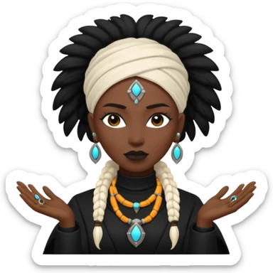 white shaman woman black clothes black accesories  sticker