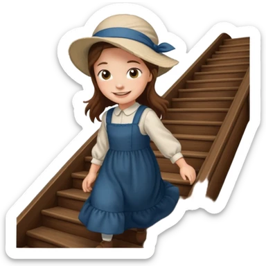 AMISH GIRL SLIDER DOWN STAIRS sticker