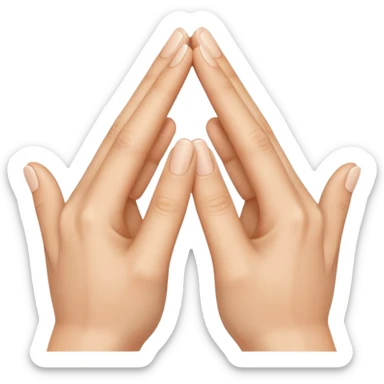 Similar to the heart hands emoji, this emoji should show a triangle created by the fingers of the hands where the two thumbs form the first side of the triangle and the remaining four fingers of each hand create one side each sticker