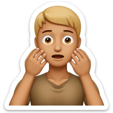 An emoji with their hand wrapped around their neck and squeezing they looked stressed sticker