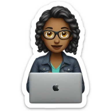 Woman geek with MacBook sticker