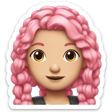 long pink wavy hair pigtails cute feminine person pink eyes idol outfit sticker
