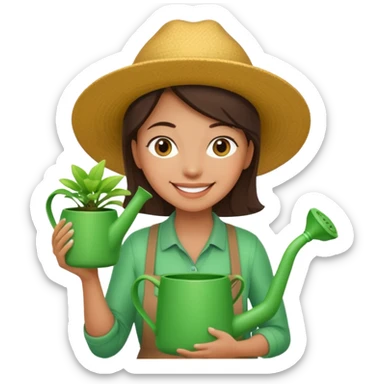 woman gardener with watering pot sticker