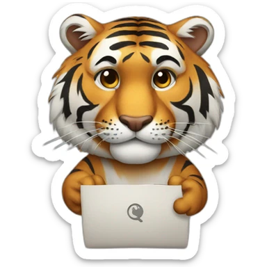A tiger who study sticker