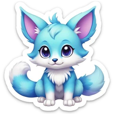 Kawaii bright fantasy ethereal anthro fursona animal with a tufted tail and round ears sticker