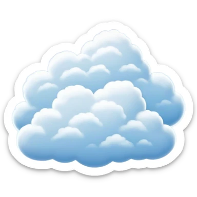 Cinematic Realistic Clouds Emoji, Fluffy and soft, with gentle, swirling white clouds floating effortlessly in a deep blue sky. The clouds drift lazily across the horizon, casting shadows and playing with the light in a peaceful and dreamy way. Soft glowing outline, capturing the essence of calm, serenity, and endless sky in a dreamy cloudscape! sticker