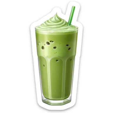 Iced Matcha latte in a long glass sticker