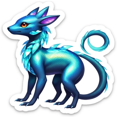 Colorful Iridescent Exotic Salandit-Aurorus-Umbreon-Fakémon-hybrid-creature (full body)  sticker
