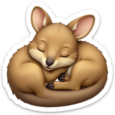 Meme-Worthy Cute Sleeping Wallaby Portrait Emoji, Head resting peacefully with a contented smile, showcasing a compact, agile build and a luxuriously soft tan fur, eyes shut in a serene, restful nap, Simplified yet hilariously adorable features, highly detailed, glowing with a soft, drowsy light, high shine, relaxed and utterly lovable, stylized with an air of playful laziness, bright and heartwarming, soft glowing outline, capturing the essence of a comically sleepy wallaby, so meme‐worthy it feels like it could instantly become the next viral sensation of adorable slumber! sticker
