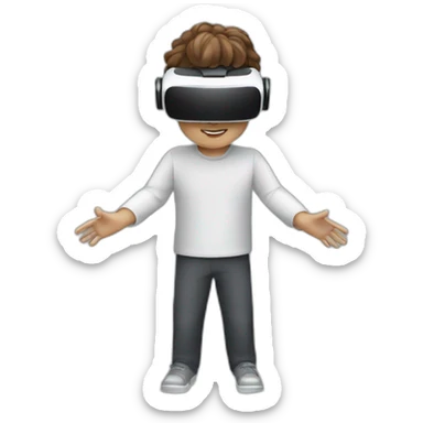 person wearing meta virtual reality goggles sticker