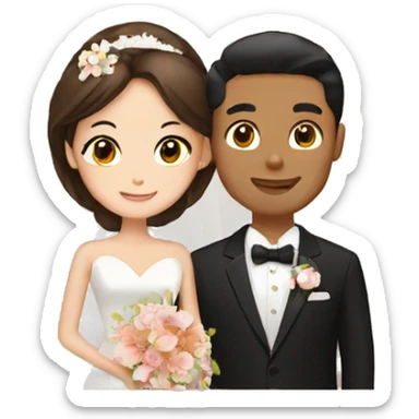 Brown newly weds in Japan  sticker
