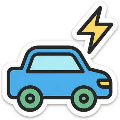 color outline icon of a car with power lines or energy sticker
