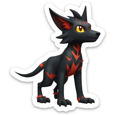 Cool Edgy Litten-Houndoom-Luxray Fakémon Digimon with Edgy markings, full body, outlined sticker