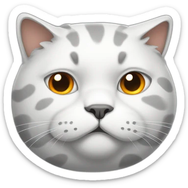 fat cat mostly white and gray with traces of orange sticker