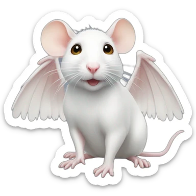 White rat with wings sticker