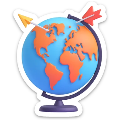 VPN icon with a globe, an arrow, and a connection network, modern 3D icon style sticker