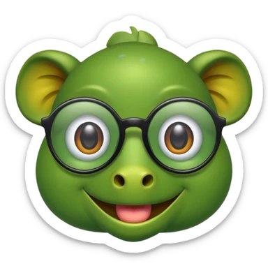 Una rana con lentes para ver y ojos muy grandes sticker
