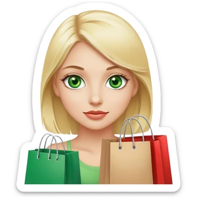 Blonde girl with green eyes and shopping bags sticker
