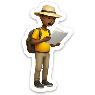 tourist reading sign with no info and have pain in stomach sticker