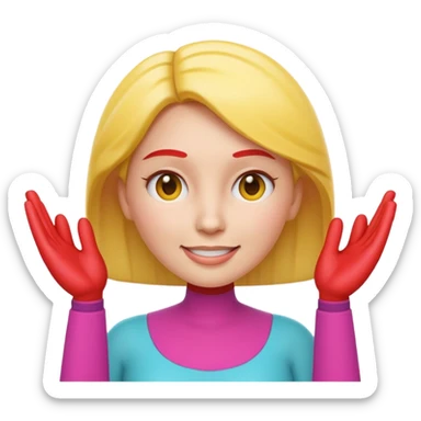 Apple-style 3D emoji of a cartoon woman with both hands placed at the sides of her forehead, as if pointing or highlighting the forehead area, cheerful and clear expression, colorful emoji style, no background. sticker