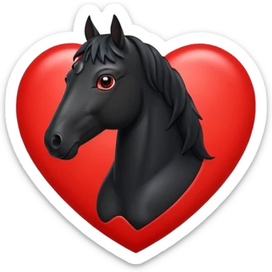 Black Horse centered within a red heart emoji sticker