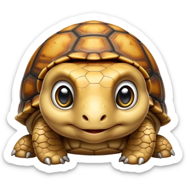 cinematic-baby tortoise-realistic--emoji,,-cute-wise-face-peering-ahead-with-calm-determination,-cute large-eyes-reflecting-centuries of wisdom, sticker