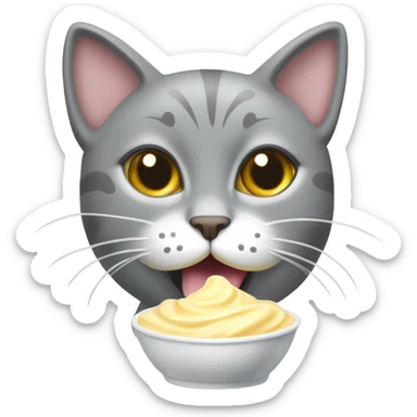 Gray cat eating mayonnaise  sticker