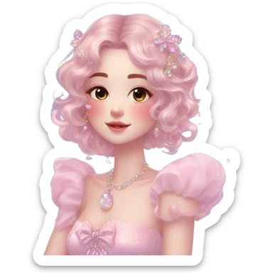 Dreamy pretty VOGUE elegant kawaii shiny lady pastelcore kawaii beautiful hair fairycore cottagecore jewels trending aesthetic sticker
