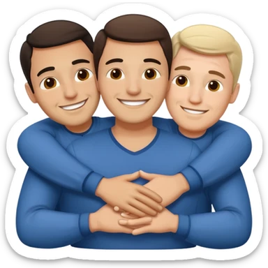 1 Hispanic and 2 white gay guys as a throuple sticker