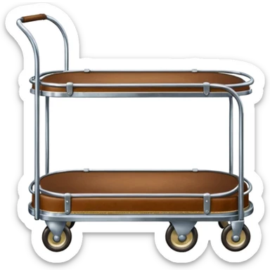 vintage hotel trolley with one platform at the bottom with one suitcase and curved arch at the top sticker