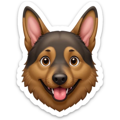 cartoon style dark German Shepherd dog with its tongue hanging out long sticker