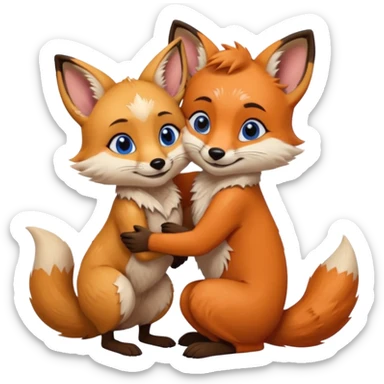 A cute female 9 tail fox hugging a male meerkat sticker