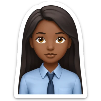 black girl working in collared formal shirt and long sleek hair sticker
