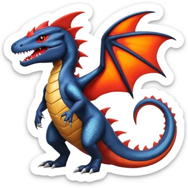 Salandit-Salamence-Garchomp-Fakémon-hybrid-creature (full body)  sticker