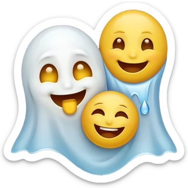 Emojis qui rigole fusionné avec l’emojis fantôme 👻 sticker