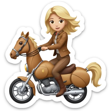 girl riding a horse jumping over a motorcycle sticker