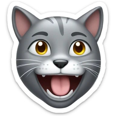 gray laughing cat with tears emoji sticker