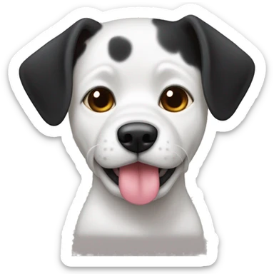 Un emoji de una perrita negra pequinés con el pecho blanco y un lazo rosita en la oreja  sticker
