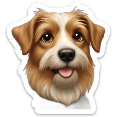 jack Russell cross apoloso cross Yorkshire terrier - long hair light brown all over - fat dog sticker