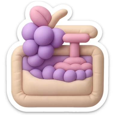 icon representing the 'crushing' step in wine making process, cushion style, soft pastel colors, plush texture sticker