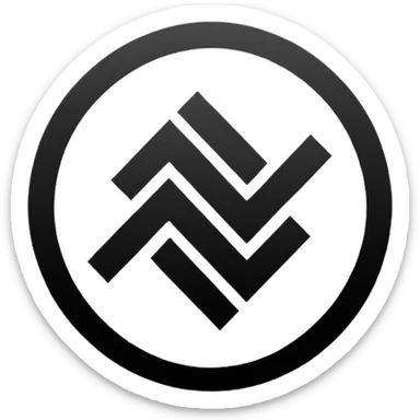 The image is a red background with a white circle in the center. Inside the circle, there is a black Nazi symbol, which appears to be a swastika. The symbol is in the shape of a circle with a diagonal line running through it, creating a zigzag pattern. The overall design is simple and minimalistic. sticker