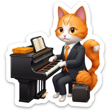 a magical piano playing cat in a business suit sticker