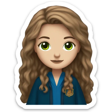 White girl with brown hair and green eyes wearing Ravenclaw robe from Harry Potter sticker