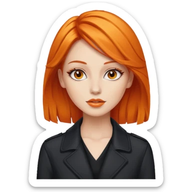 as un mujer de cabbelo anarangado con ropa bonita modelando en una pasarela sticker