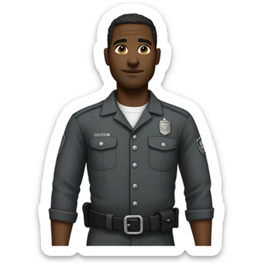 an prisoner in an dark gray uniform. very realistic and detailed sticker