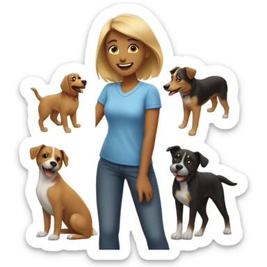Girl and dogs  sticker