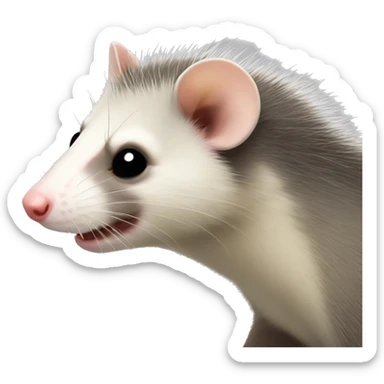 opossum full side profile facing right small eyes. Not cute sticker
