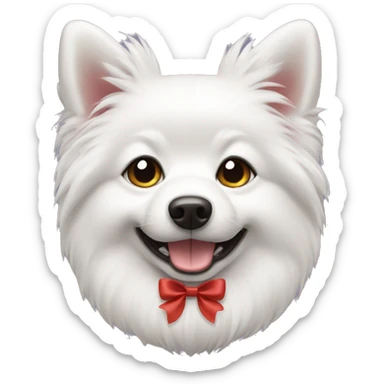 Japanese spitz dog with a bow sticker